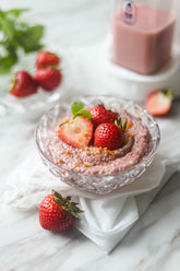 Strawberry Oat Milk and Strawberry Chia Pudding
