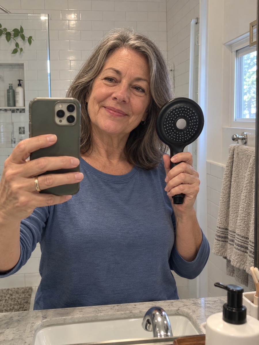 Samantha with her ShowerT in Space Grey